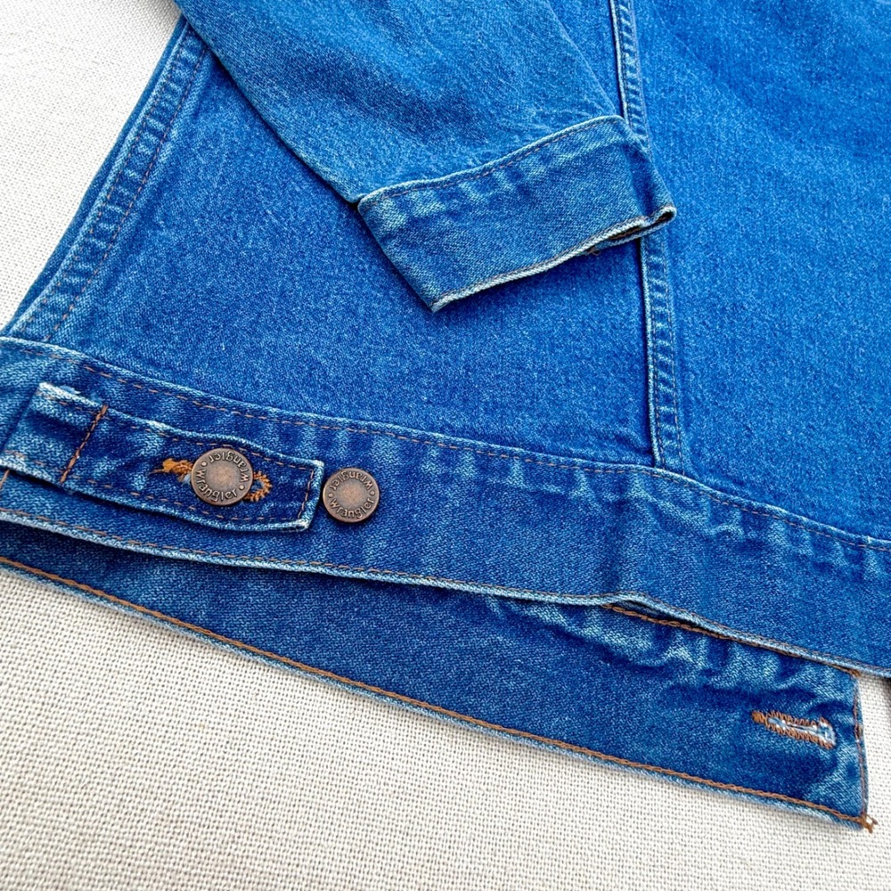 Vintage Wrangler Mens Authentic Western Denim Trucker Jacket Medium Wash Blue XL - Picture 7 of 8